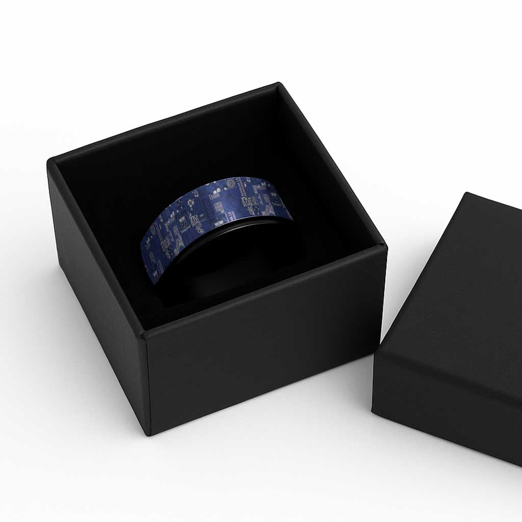 Blue Samoa Manuia Le Kerisimasi Spinner Ring Pacific Patchwork Xmas Vibes - Polynesian Pride