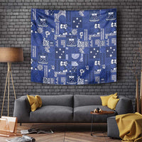 Blue Samoa Manuia Le Kerisimasi Tapestry Pacific Patchwork Xmas Vibes - Polynesian Pride