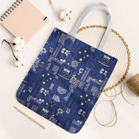 Blue Samoa Manuia Le Kerisimasi Tote Bag Pacific Patchwork Xmas Vibes - Polynesian Pride