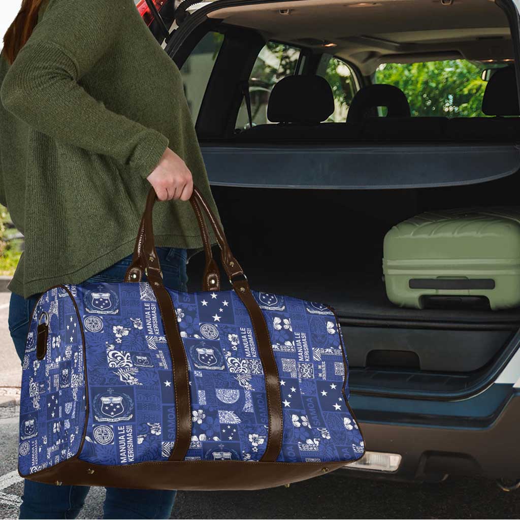 Blue Samoa Manuia Le Kerisimasi Travel Bag Pacific Patchwork Xmas Vibes - Polynesian Pride