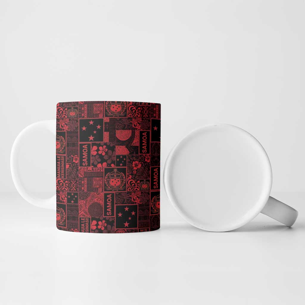 Dark Samoa Manuia Le Kerisimasi Ceramic Mug Pacific Patchwork Xmas Vibes - Polynesian Pride