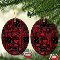 Dark Samoa Manuia Le Kerisimasi Ceramic Ornament Pacific Patchwork Xmas Vibes - Polynesian Pride