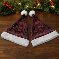 Dark Samoa Manuia Le Kerisimasi Christmas Santa Hat Pacific Patchwork Xmas Vibes - Polynesian Pride