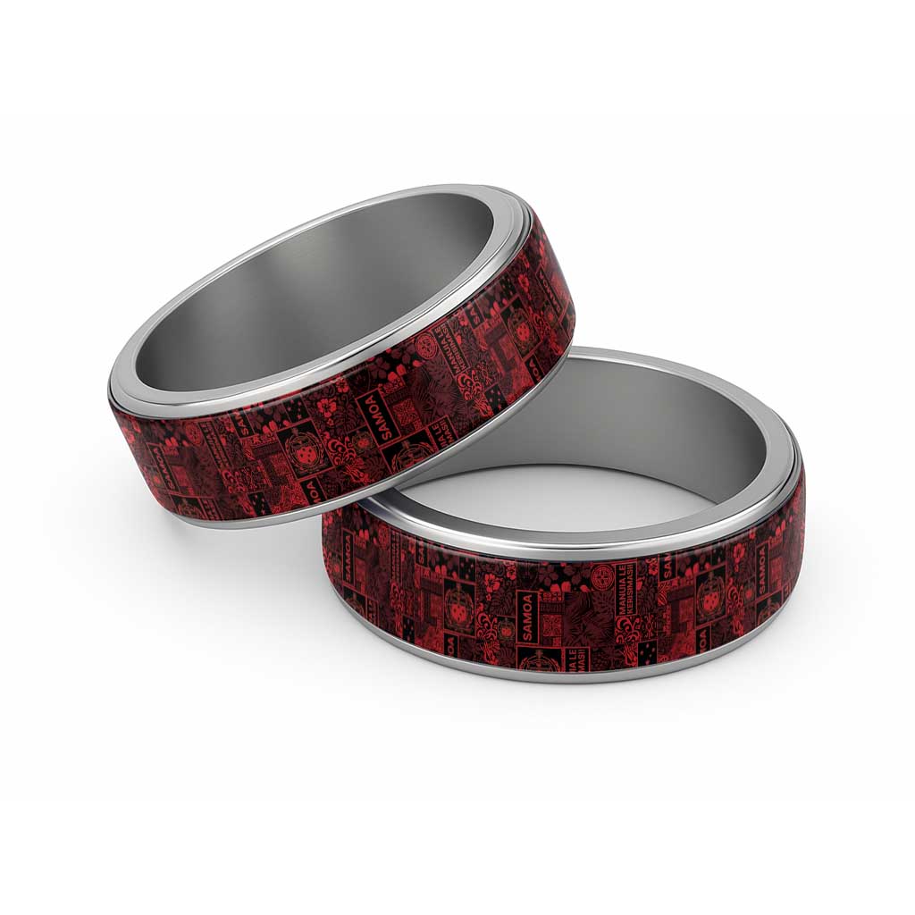 Dark Samoa Manuia Le Kerisimasi Classic Ring Pacific Patchwork Xmas Vibes - Polynesian Pride