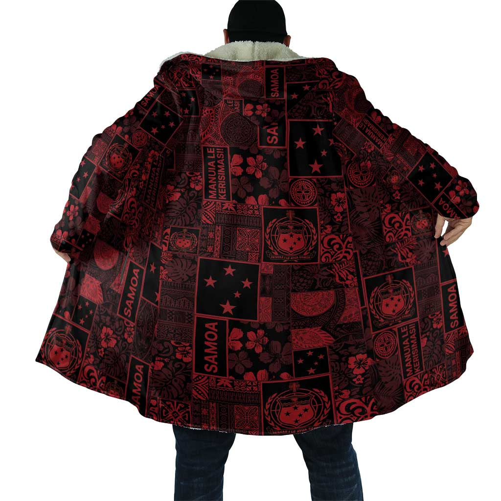 Dark Samoa Manuia Le Kerisimasi Cloak Pacific Patchwork Xmas Vibes - Polynesian Pride