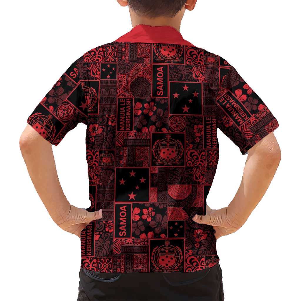 Dark Samoa Manuia Le Kerisimasi Family Matching Long Sleeve Bodycon Dress and Hawaiian Shirt Pacific Patchwork Xmas Vibes LT9 - Polynesian Pride