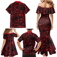 Dark Samoa Manuia Le Kerisimasi Family Matching Mermaid Dress and Hawaiian Shirt Pacific Patchwork Xmas Vibes LT9 - Polynesian Pride