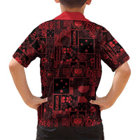 Dark Samoa Manuia Le Kerisimasi Family Matching Off Shoulder Short Dress and Hawaiian Shirt Pacific Patchwork Xmas Vibes LT9 - Polynesian Pride