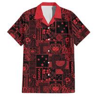 Dark Samoa Manuia Le Kerisimasi Family Matching Summer Maxi Dress and Hawaiian Shirt Pacific Patchwork Xmas Vibes LT9 Dad's Shirt - Short Sleeve Red - Polynesian Pride