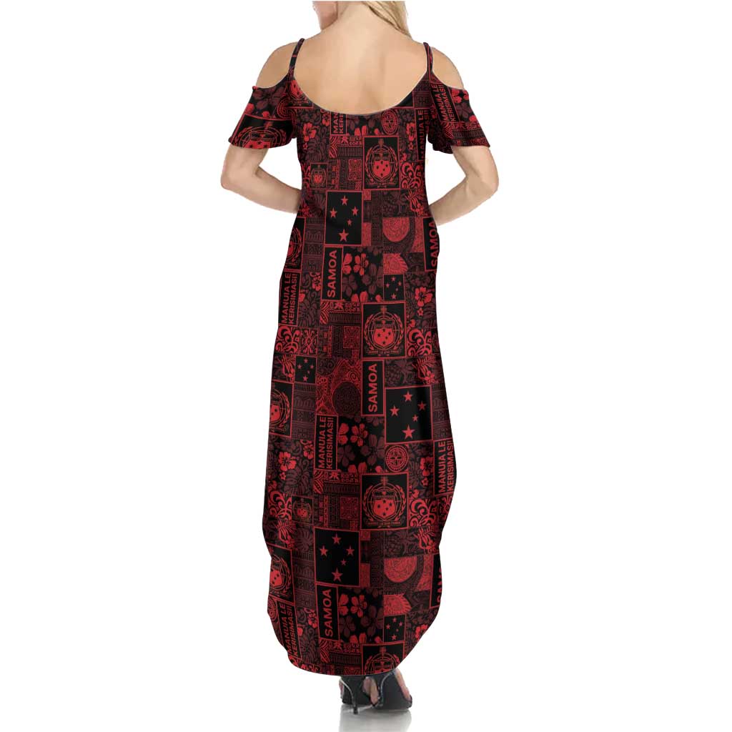 Dark Samoa Manuia Le Kerisimasi Family Matching Summer Maxi Dress and Hawaiian Shirt Pacific Patchwork Xmas Vibes LT9 - Polynesian Pride