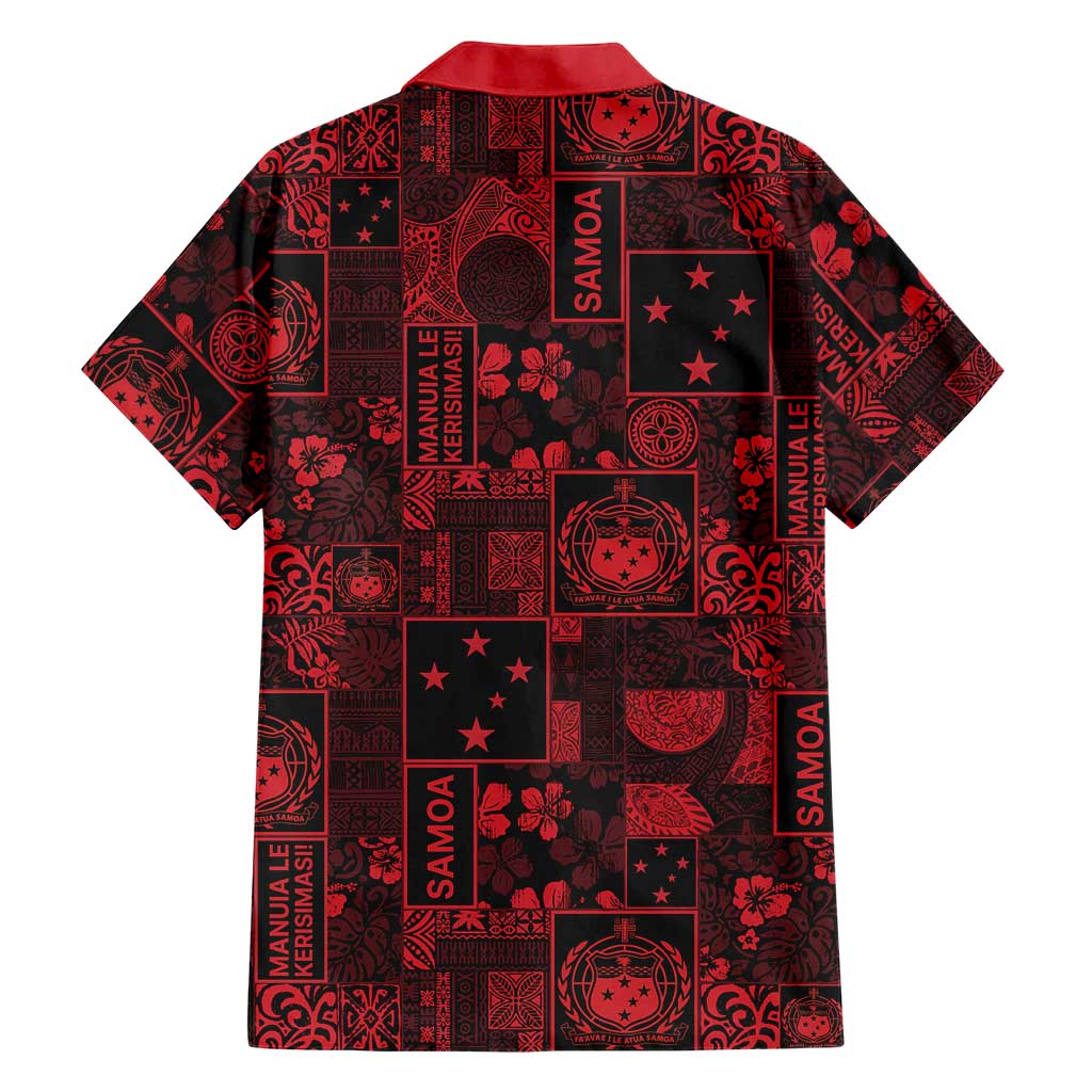 Dark Samoa Manuia Le Kerisimasi Family Matching Tank Maxi Dress and Hawaiian Shirt Pacific Patchwork Xmas Vibes LT9 - Polynesian Pride