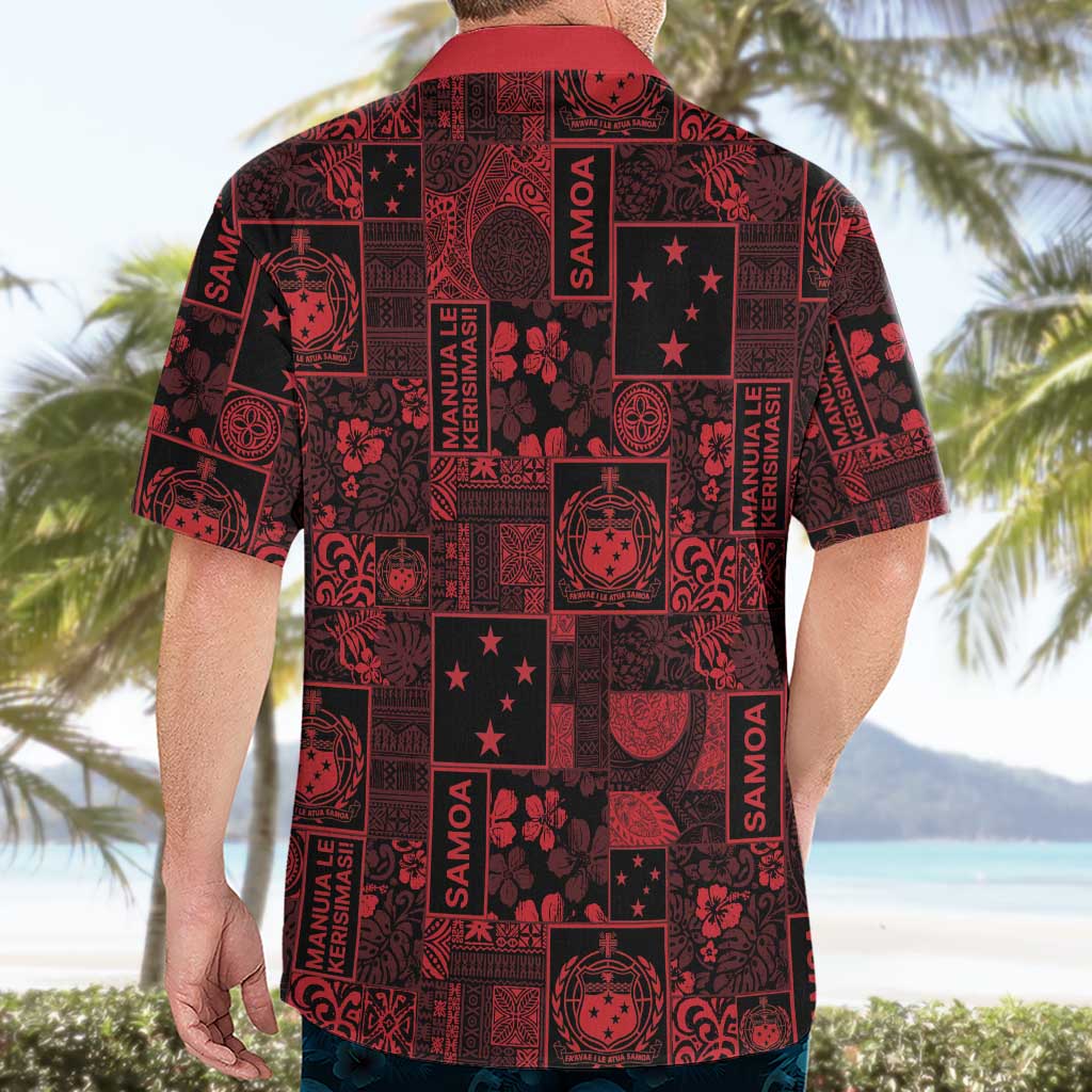 Dark Samoa Manuia Le Kerisimasi Hawaiian Shirt Pacific Patchwork Xmas Vibes - Polynesian Pride