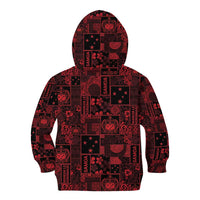 Dark Samoa Manuia Le Kerisimasi Kid Hoodie Pacific Patchwork Xmas Vibes - Polynesian Pride