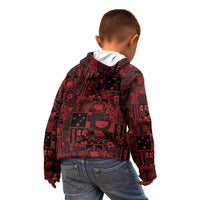 Dark Samoa Manuia Le Kerisimasi Kid Hoodie Pacific Patchwork Xmas Vibes - Polynesian Pride