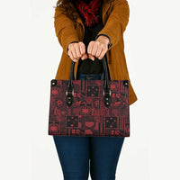 Dark Samoa Manuia Le Kerisimasi Leather Bag Pacific Patchwork Xmas Vibes - Polynesian Pride