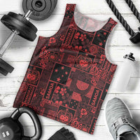 Dark Samoa Manuia Le Kerisimasi Men Tank Top Pacific Patchwork Xmas Vibes - Polynesian Pride