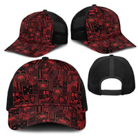 Dark Samoa Manuia Le Kerisimasi Mesh Trucker Cap Pacific Patchwork Xmas Vibes - Polynesian Pride