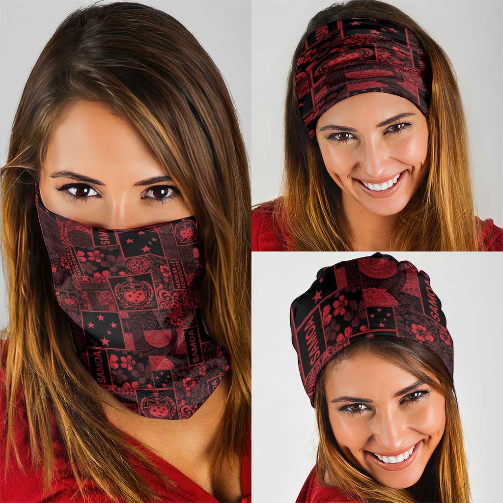 Dark Samoa Manuia Le Kerisimasi Neck Gaiter Pacific Patchwork Xmas Vibes - Polynesian Pride