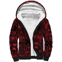 Dark Samoa Manuia Le Kerisimasi Sherpa Hoodie Pacific Patchwork Xmas Vibes LT9 Unisex Red - Polynesian Pride