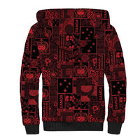 Dark Samoa Manuia Le Kerisimasi Sherpa Hoodie Pacific Patchwork Xmas Vibes LT9 - Polynesian Pride