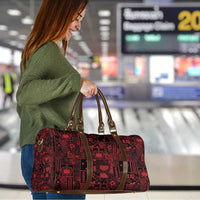 Dark Samoa Manuia Le Kerisimasi Travel Bag Pacific Patchwork Xmas Vibes - Polynesian Pride