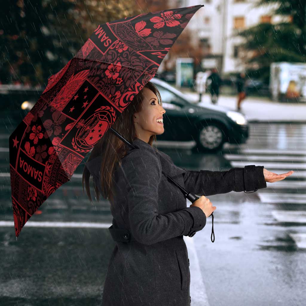 Dark Samoa Manuia Le Kerisimasi Umbrella Pacific Patchwork Xmas Vibes - Polynesian Pride