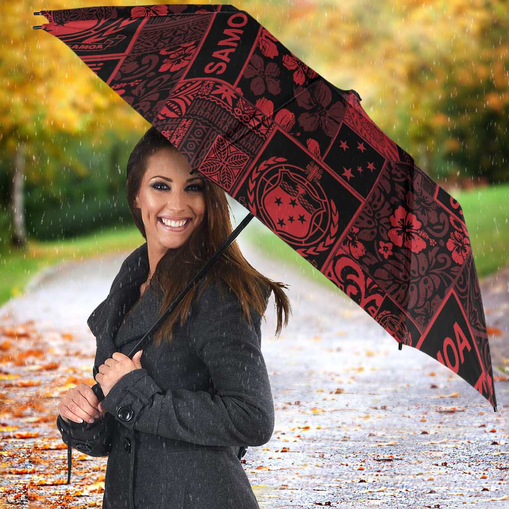 Dark Samoa Manuia Le Kerisimasi Umbrella Pacific Patchwork Xmas Vibes - Polynesian Pride