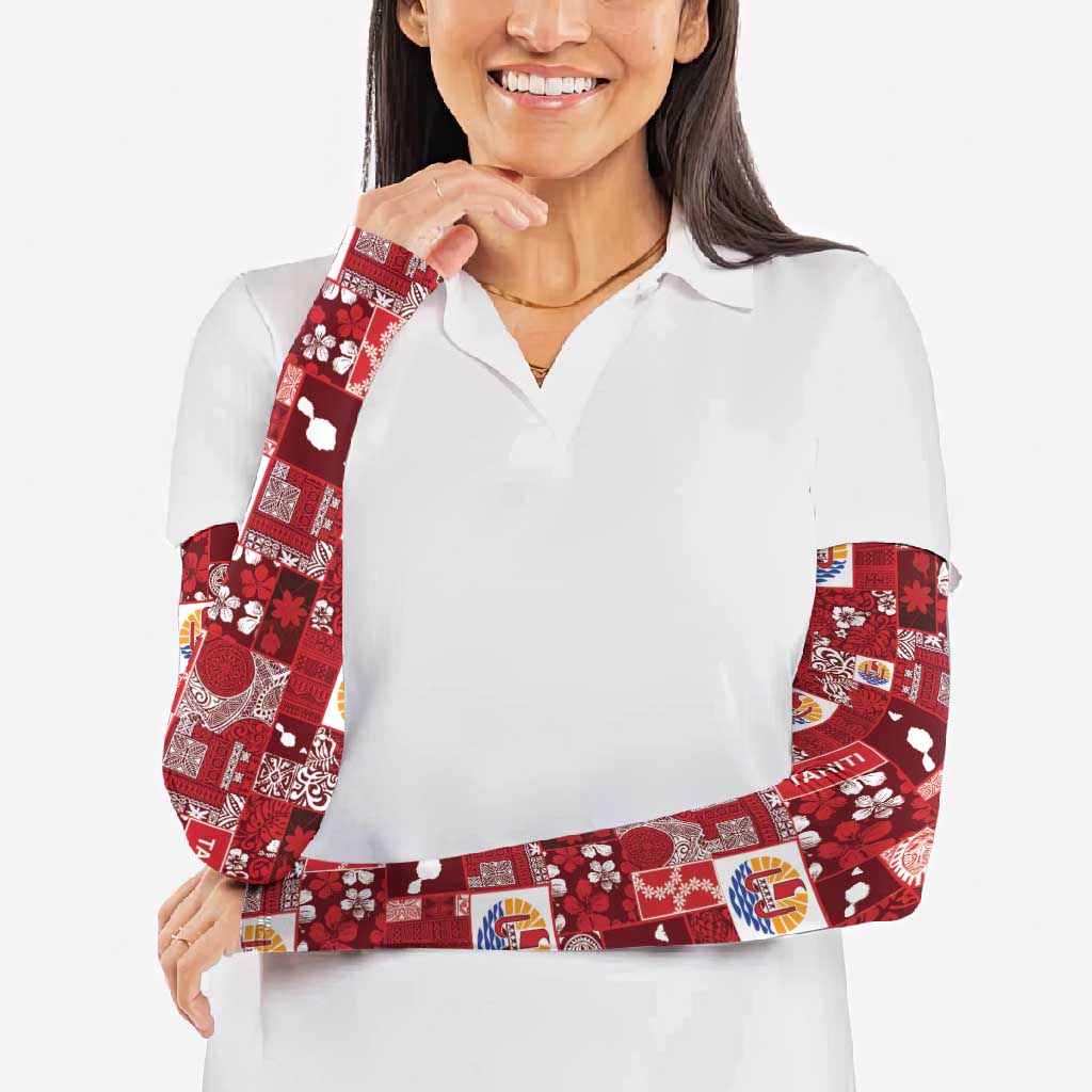 Tahiti Oaoa I Teie Noera Arm Sleeves Pacific Patchwork Xmas Vibes - Polynesian Pride