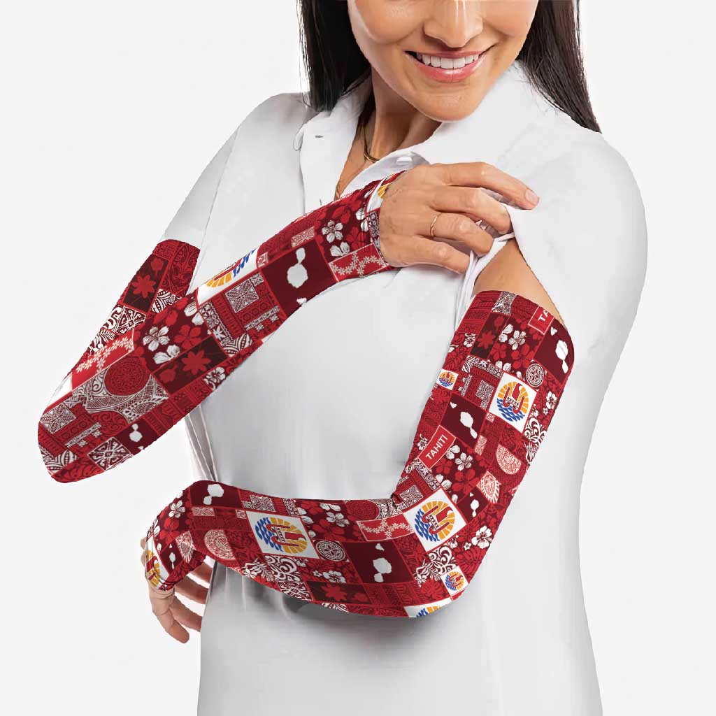 Tahiti Oaoa I Teie Noera Arm Sleeves Pacific Patchwork Xmas Vibes - Polynesian Pride