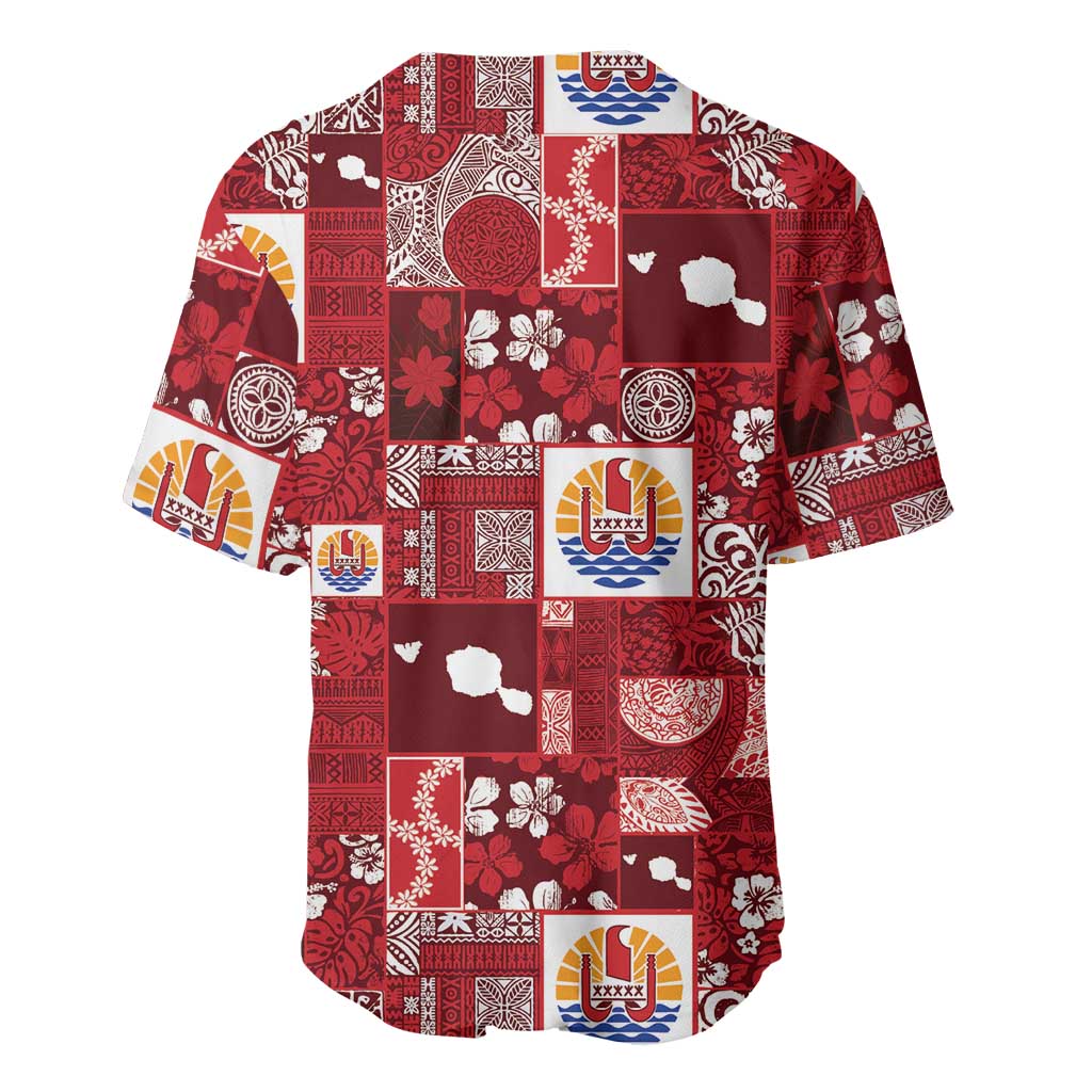 Tahiti Oaoa I Teie Noera Baseball Jersey Pacific Patchwork Xmas Vibes - Polynesian Pride