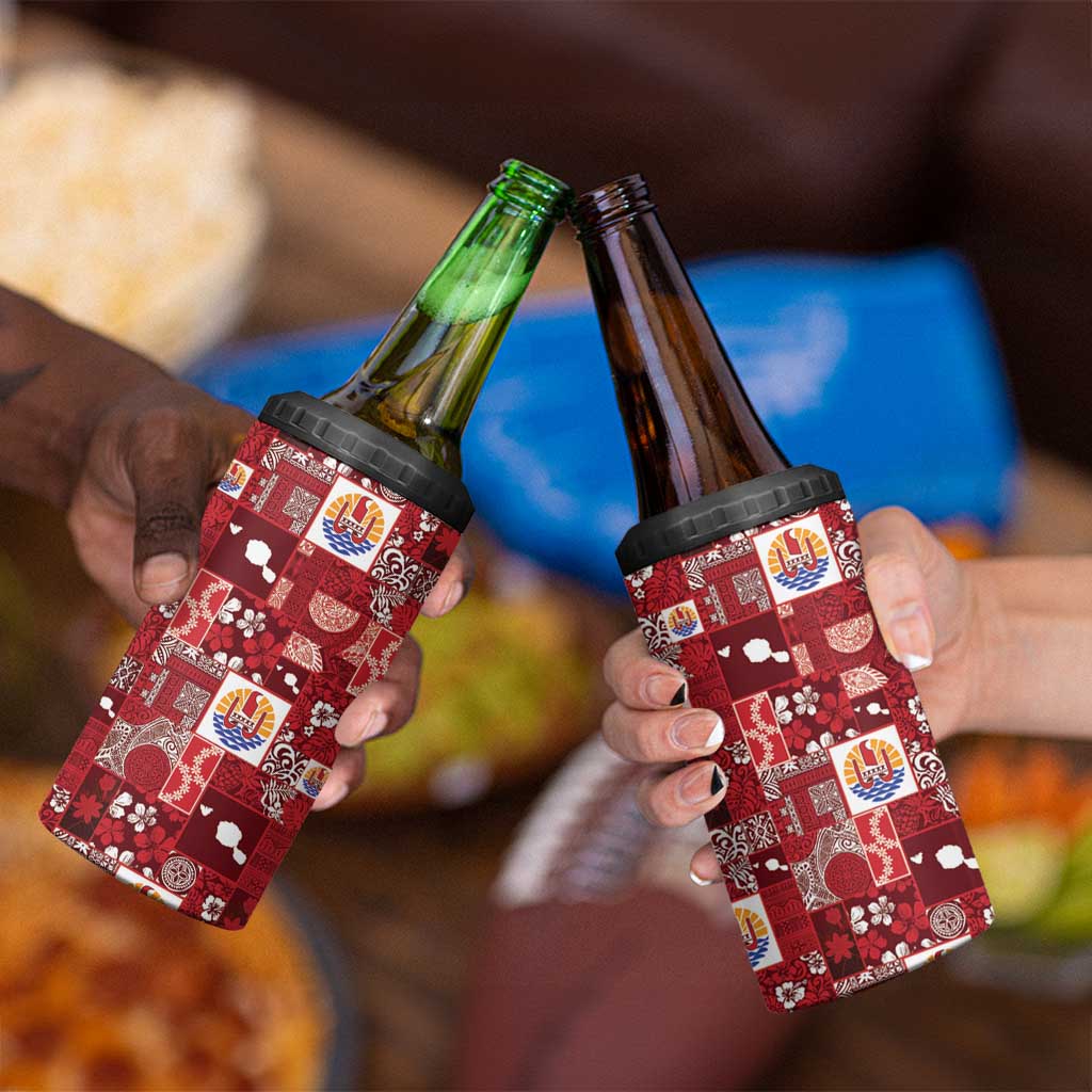 Tahiti Oaoa I Teie Noera 4 in 1 Can Cooler Tumbler Pacific Patchwork Xmas Vibes - Polynesian Pride
