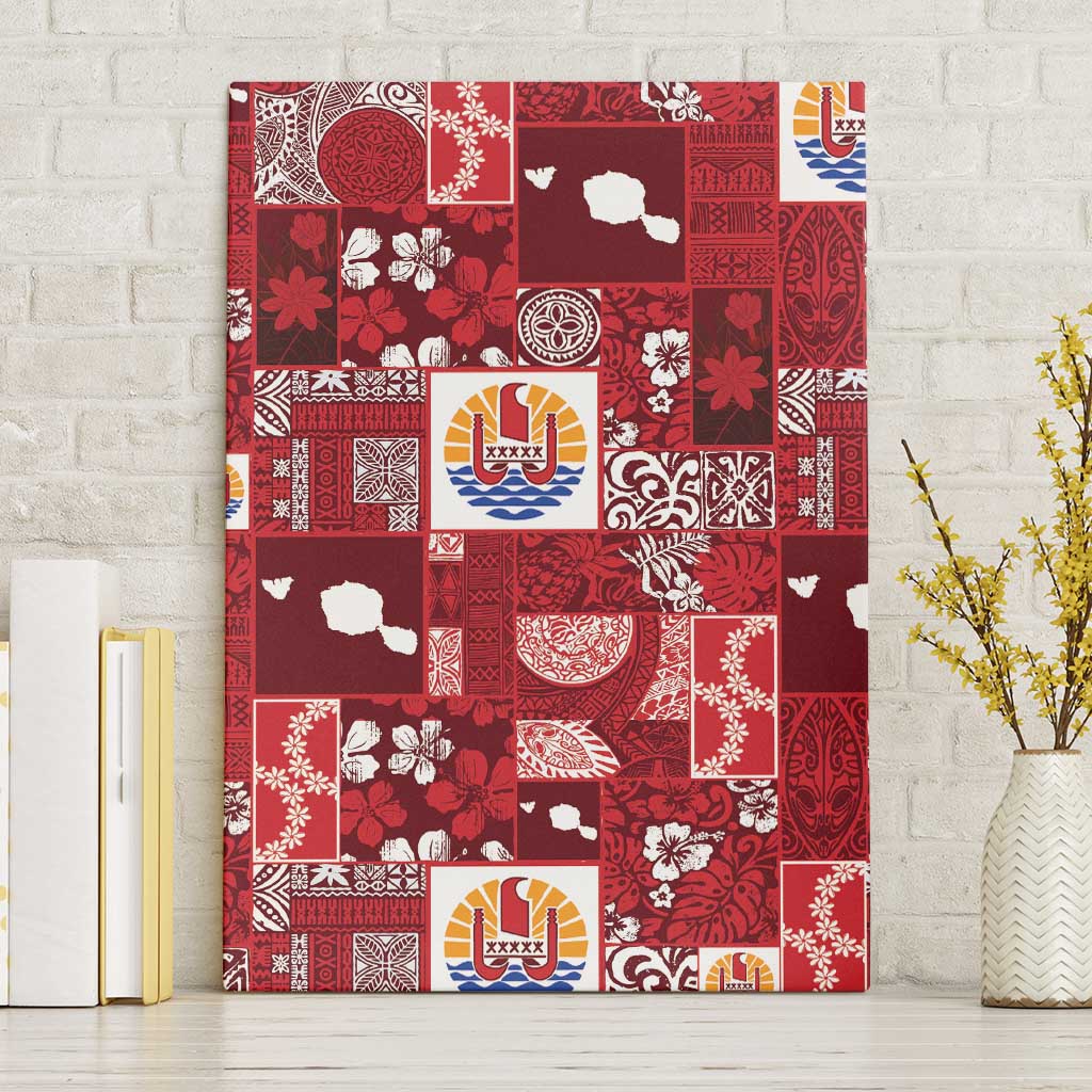 Tahiti Oaoa I Teie Noera Canvas Wall Art Pacific Patchwork Xmas Vibes LT9 Without Frame Red - Polynesian Pride