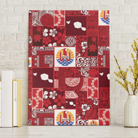Tahiti Oaoa I Teie Noera Canvas Wall Art Pacific Patchwork Xmas Vibes LT9 Without Frame Red - Polynesian Pride