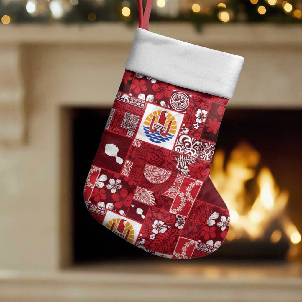 Tahiti Oaoa I Teie Noera Christmas Stocking Pacific Patchwork Xmas Vibes - Polynesian Pride