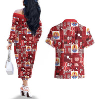 Tahiti Oaoa I Teie Noera Couples Matching Off The Shoulder Long Sleeve Dress and Hawaiian Shirt Pacific Patchwork Xmas Vibes LT9 - Polynesian Pride