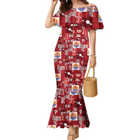 Tahiti Oaoa I Teie Noera Family Matching Mermaid Dress and Hawaiian Shirt Pacific Patchwork Xmas Vibes LT9 Mom's Dress Red - Polynesian Pride
