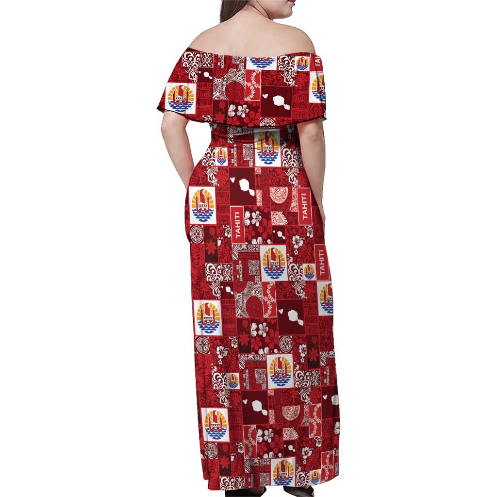 Tahiti Oaoa I Teie Noera Family Matching Off Shoulder Maxi Dress and Hawaiian Shirt Pacific Patchwork Xmas Vibes LT9 - Polynesian Pride