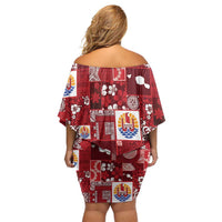Tahiti Oaoa I Teie Noera Family Matching Off Shoulder Short Dress and Hawaiian Shirt Pacific Patchwork Xmas Vibes LT9 - Polynesian Pride