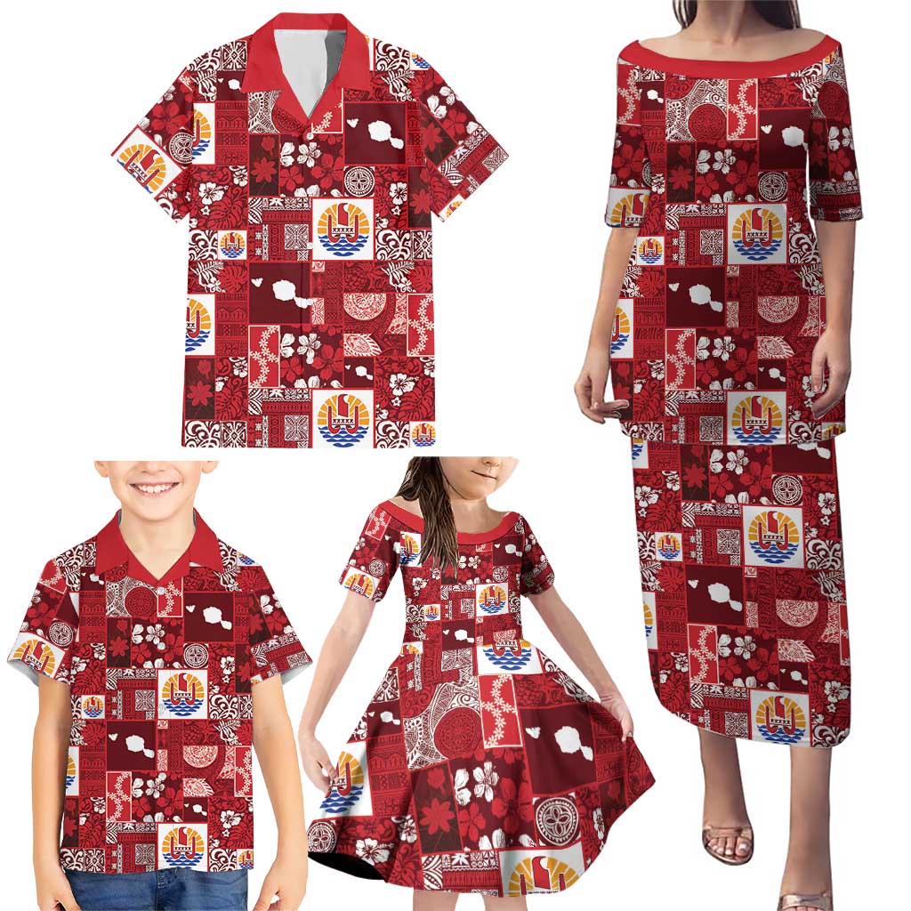 Tahiti Oaoa I Teie Noera Family Matching Puletasi and Hawaiian Shirt Pacific Patchwork Xmas Vibes LT9 - Polynesian Pride