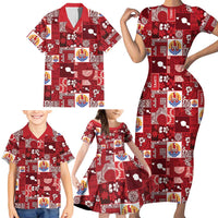 Tahiti Oaoa I Teie Noera Family Matching Short Sleeve Bodycon Dress and Hawaiian Shirt Pacific Patchwork Xmas Vibes LT9 - Polynesian Pride