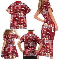 Tahiti Oaoa I Teie Noera Family Matching Short Sleeve Bodycon Dress and Hawaiian Shirt Pacific Patchwork Xmas Vibes LT9 - Polynesian Pride