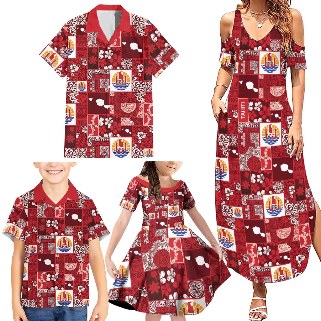 Tahiti Oaoa I Teie Noera Family Matching Summer Maxi Dress and Hawaiian Shirt Pacific Patchwork Xmas Vibes - Polynesian Pride