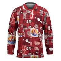 Tahiti Oaoa I Teie Noera Hockey Jersey Pacific Patchwork Xmas Vibes - Polynesian Pride