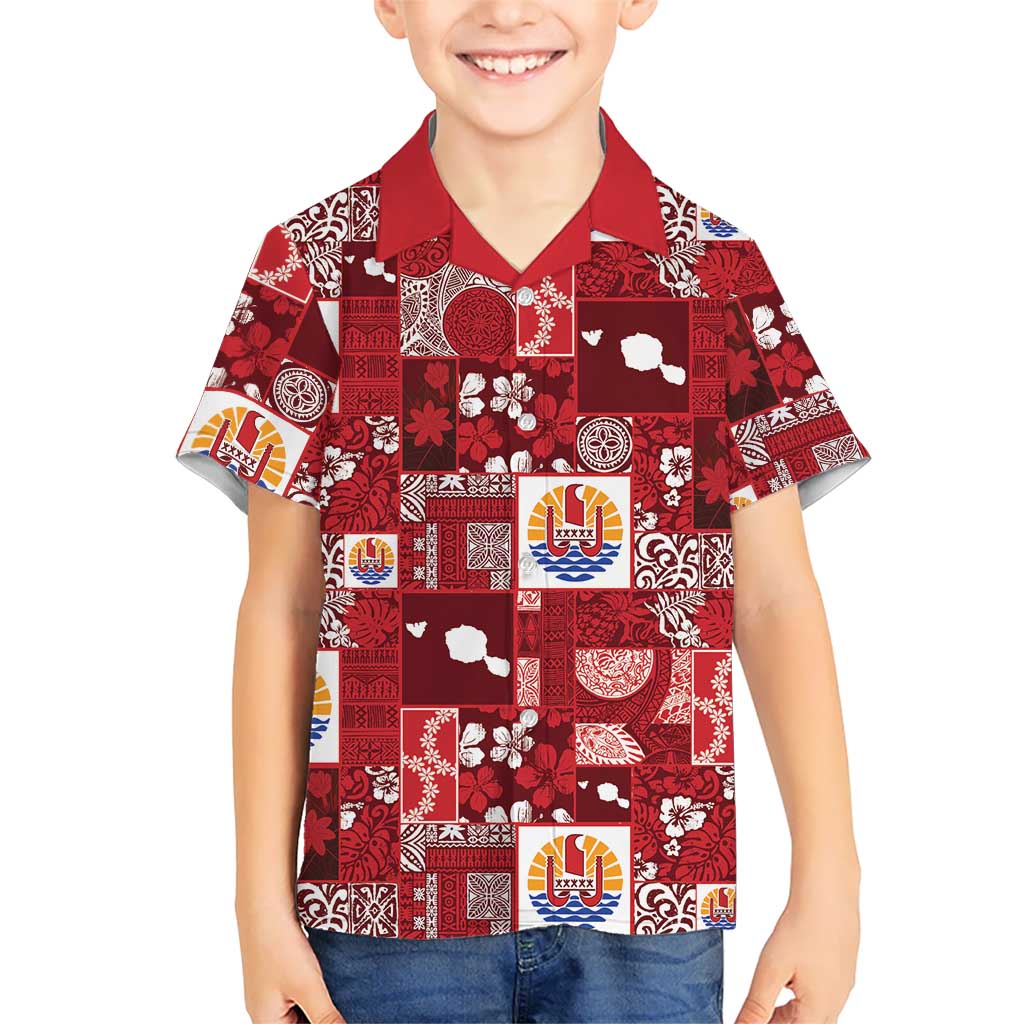 Tahiti Oaoa I Teie Noera Kid Hawaiian Shirt Pacific Patchwork Xmas Vibes - Polynesian Pride