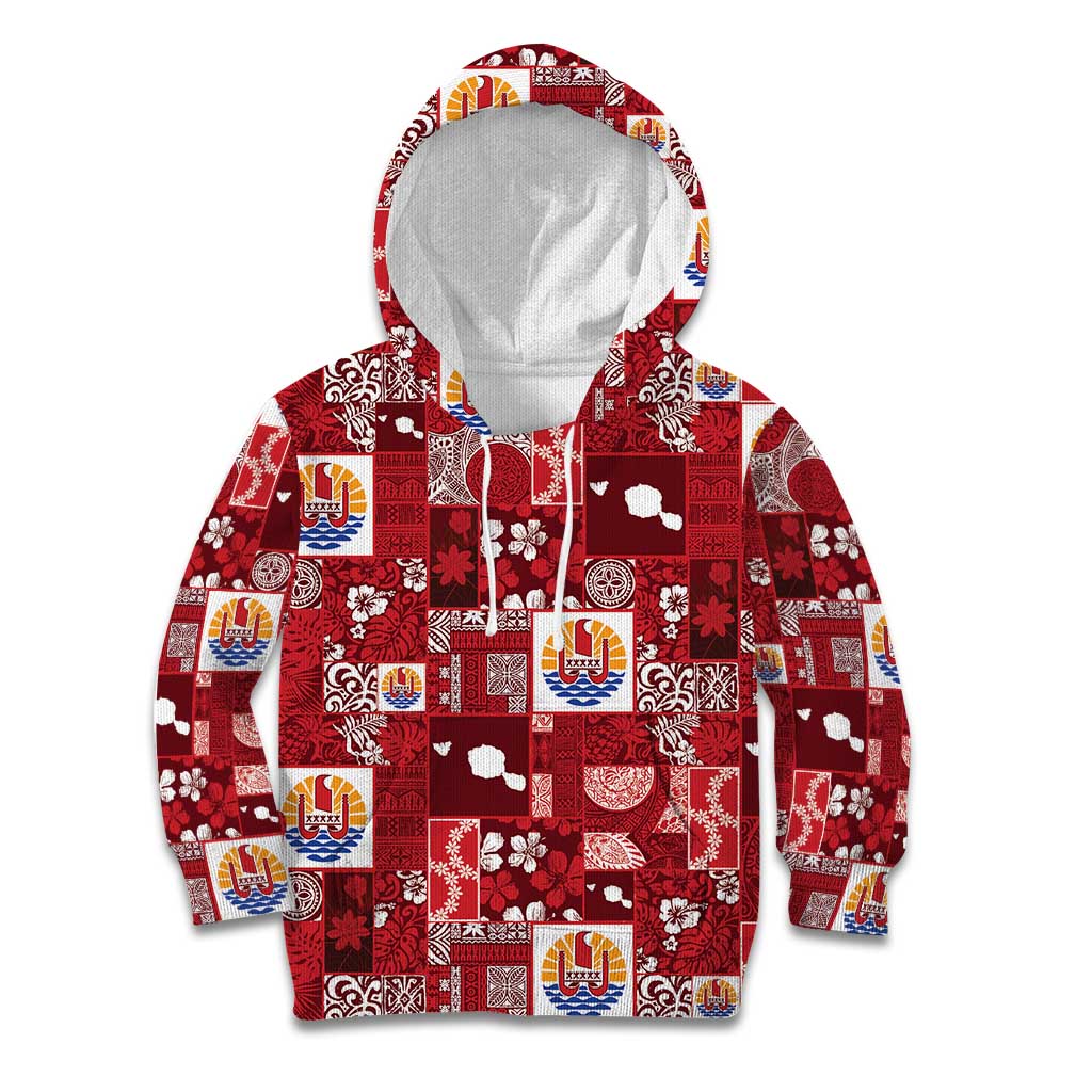 Tahiti Oaoa I Teie Noera Kid Hoodie Pacific Patchwork Xmas Vibes - Polynesian Pride