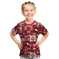 Tahiti Oaoa I Teie Noera Kid T Shirt Pacific Patchwork Xmas Vibes LT9 Red - Polynesian Pride