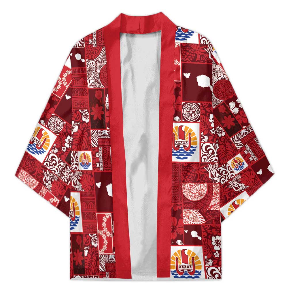 Tahiti Oaoa I Teie Noera Kimono Pacific Patchwork Xmas Vibes LT9 Unisex Red - Polynesian Pride