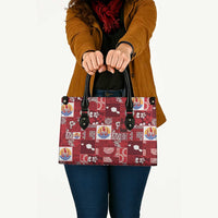 Tahiti Oaoa I Teie Noera Leather Bag Pacific Patchwork Xmas Vibes - Polynesian Pride