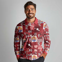Tahiti Oaoa I Teie Noera Long Sleeve Polo Shirt Pacific Patchwork Xmas Vibes LT9 - Polynesian Pride