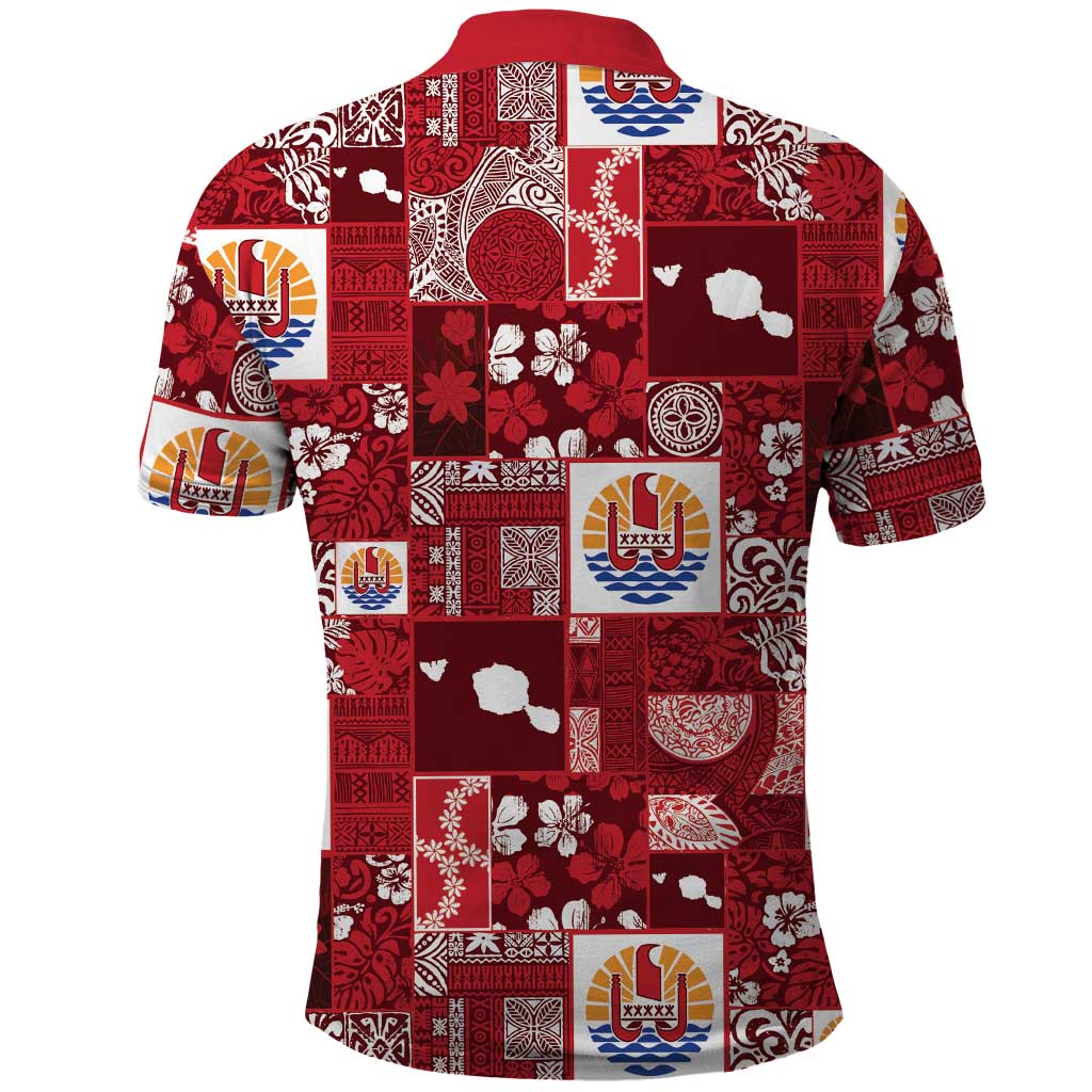 Tahiti Oaoa I Teie Noera Polo Shirt Pacific Patchwork Xmas Vibes LT9 - Polynesian Pride